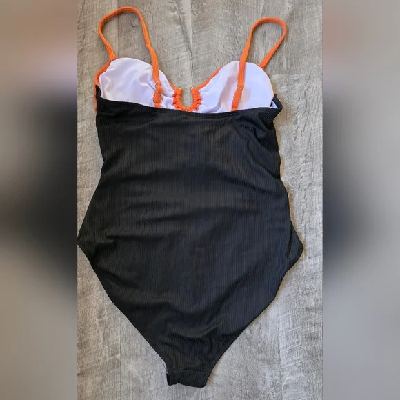 Elegant Orange, Pink, and Black Women's One Piece Swimsuit - Picture 5 of 7